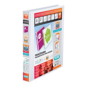 Elba Panorama Presentation Ring Binder Polypropylene 4 D-Ring A4+ 25mm Rings White (Pack 6) - 400008416